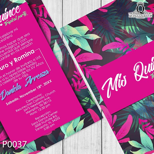 invitación quinceañera tema tropical