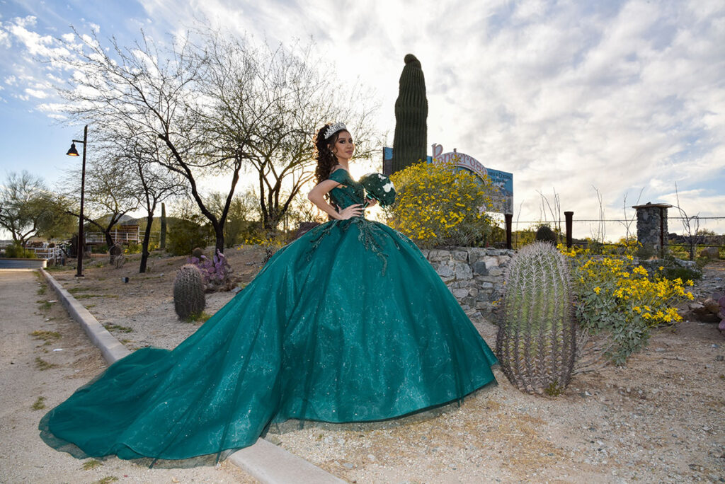 vestido de quinceañera verde