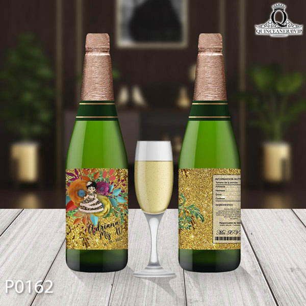 3 P0162 etiqueta de botella tema Mexicano flores