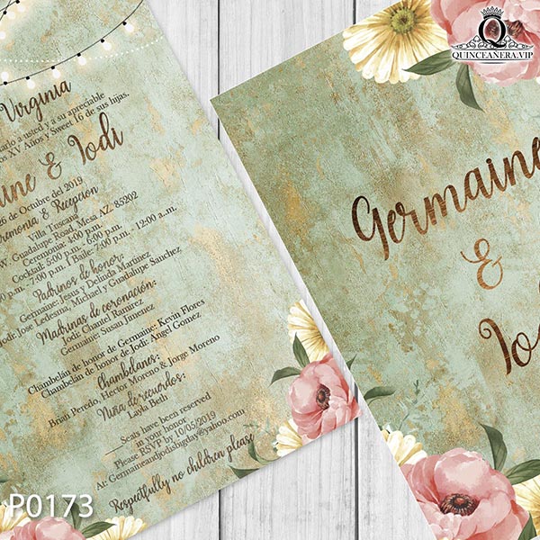 4 ideas invitacion quinceanera tema Vintage flores 0021 1