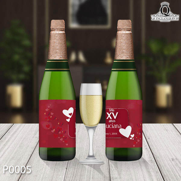 etiqueta de botella tema san valentín corazón