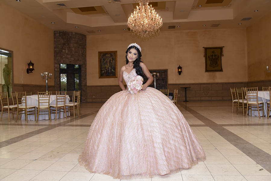 vestido rosa palo de 15 años